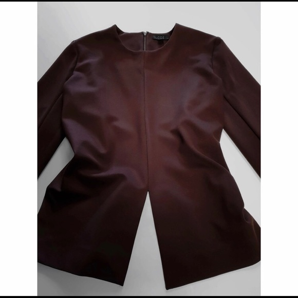 COS Burgundy Jersey with Drape Detail Blouse - Picture 4 of 11